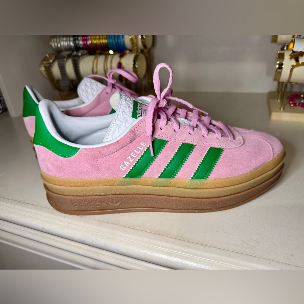 Adidas Gazelle Pink and Green Women's Shoes
